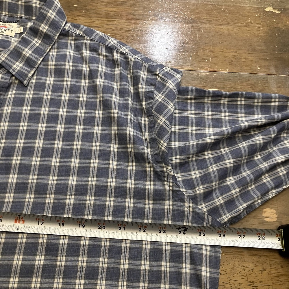 Faherty Men's XXL Blue Plaid Lightweight Flannel Shirt  Cotton Long Sleeve Light - Picture 8 of 10